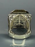 Turkish Handmade Jewelry 925 Sterling Silver Agate Stone Engraved Mens Rings