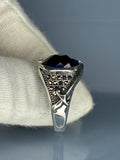 Handmade Sterling Silver Sapphire Ring: Artisan Crafted Zulfiqaar Style