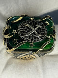 Malachite Sterling Silver Men's Ring: Ottoman Sword Star Design
