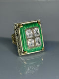 Malachite Sterling Silver Men's Ring: Ottoman Design Vintage Jewelry