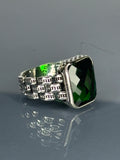 Turkish Handmade 925 Sterling Silver Emerald Stone Men's Ring
