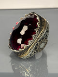 Vintage-Style Ruby 925 Sterling Silver Men's Ring