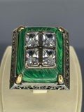 Malachite Sterling Silver Men's Ring: Ottoman Design Vintage Jewelry
