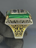 Malachite Sterling Silver Men's Ring: Ottoman Design Vintage Jewelry