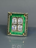 Malachite Sterling Silver Men's Ring: Ottoman Design Vintage Jewelry