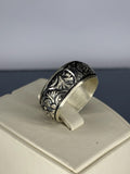 Handcrafted Sterling Silver Floral Engraved Ring: Vintage Boho Band