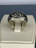 Handcrafted Sterling Silver Floral Engraved Ring: Vintage Boho Band