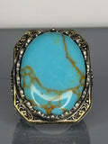 Handmade Turquoise Stone 925 Sterling Silver Men's Ring: Vintage Ottoman Design