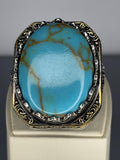 Handmade Turquoise Stone 925 Sterling Silver Men's Ring: Vintage Ottoman Design