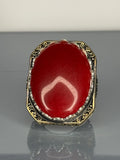Turkish Handmade Sterling Silver Men's Ring: Red Agate Ottoman Design