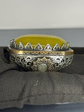 Turkish Handmade Sterling Silver Men's Ring: Yellow Agate Ottoman Design