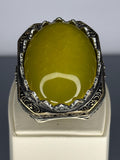Turkish Handmade Sterling Silver Men's Ring: Yellow Agate Ottoman Design