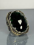 Turkish Handmade 925 Sterling Silver Men's Ring: Emerald Green Stone, Vintage Boho Jewelry