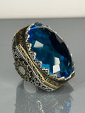 Aquamarine Sterling Silver Men's Ring: Turkish Ottoman Design