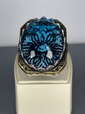 Aquamarine Sterling Silver Men's Ring: Turkish Ottoman Design