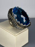 Aquamarine Sterling Silver Men's Ring: Turkish Ottoman Design