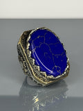 Handmade Sterling Silver Men's Ring: Lapis Lazuli Vintage Filigree Design