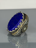 Handmade Sterling Silver Men's Ring: Lapis Lazuli Vintage Filigree Design