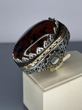 Turkish Handmade 925 Sterling Silver Men's Agate Ring: Vintage Boho Jewelry