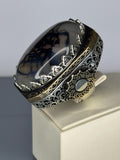 Handmade Sterling Silver Agate Ring: Vintage Ottoman Style Jewelry