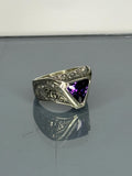 Handmade Sterling Silver Men's Ring: Gothic Triangle Amethyst Jewelry