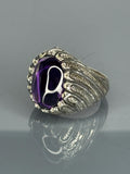 Handmade 925 Sterling Silver Men's Ring: Vintage Amethyst Statement Jewelry