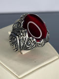 Handmade 925 Sterling Silver Ruby Ring: Vintage Statement Jewelry