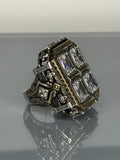 Sterling Silver Men's Zircon Ring: Handmade Turkish Ottoman Design