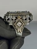Sterling Silver Men's Zircon Ring: Handmade Turkish Ottoman Design