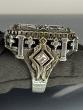 Sterling Silver Men's Zircon Ring: Handmade Turkish Ottoman Design