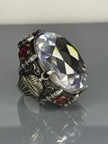 Sterling Silver Ottoman Ring: Zircon Stone, Vintage Design