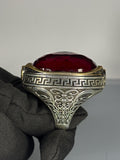 Sterling Silver Ruby Men's Ring: Handmade Ottoman Signet Jewelry