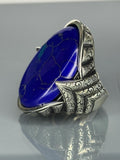 Handmade Sterling Silver Men's Ring: Lapis Lazuli Stone, Ottoman Design
