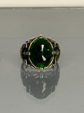 Handmade Sterling Silver Emerald Ring: Viking Warrior Statement Jewelry