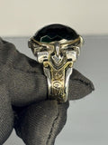 Handmade Sterling Silver Emerald Ring: Viking Warrior Statement Jewelry