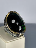 Handmade Sterling Silver Emerald Ring for Men: Vintage Ottoman Design