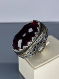 Vintage-Style Ruby 925 Sterling Silver Men's Ring