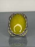 Turkish Handmade Sterling Silver Men's Ring: Yellow Agate Ottoman Design