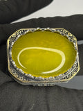 Turkish Handmade Sterling Silver Men's Ring: Yellow Agate Ottoman Design