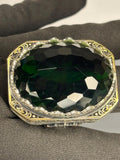 Turkish Handmade 925 Sterling Silver Men's Ring: Emerald Green Stone, Vintage Boho Jewelry