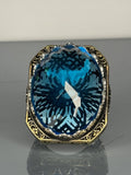 Aquamarine Sterling Silver Men's Ring: Turkish Ottoman Design