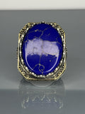 Handmade Sterling Silver Men's Ring: Lapis Lazuli Vintage Filigree Design