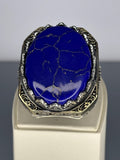 Handmade Sterling Silver Men's Ring: Lapis Lazuli Vintage Filigree Design