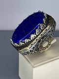 Handmade Sterling Silver Men's Ring: Lapis Lazuli Vintage Filigree Design