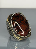 Turkish Handmade 925 Sterling Silver Men's Agate Ring: Vintage Boho Jewelry