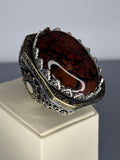 Turkish Handmade 925 Sterling Silver Men's Agate Ring: Vintage Boho Jewelry