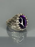 Handmade 925 Sterling Silver Men's Ring: Vintage Amethyst Statement Jewelry