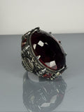 Sterling Silver Men's Ruby Ring: Handmade Ottoman Mosque Design
