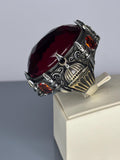 Sterling Silver Men's Ruby Ring: Handmade Ottoman Mosque Design