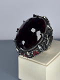 Sterling Silver Men's Ruby Ring: Handmade Ottoman Mosque Design